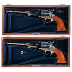 Two Colt Black Powder 1851 Navy Revolvers -A) Cased Colt Model 1851 Navy Black Powder Revolver with 