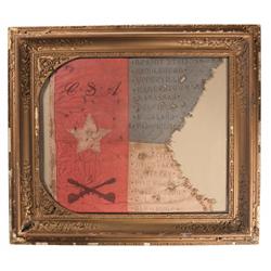 Framed Post Civil War C.S.A. Guidon