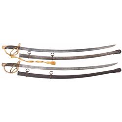 Two 1860 Light Cavalry Sabers with Scabbards