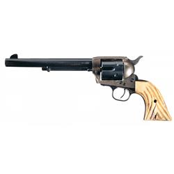 Prewar Colt Single Action Army Revolver with Stag Grips and Holster