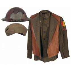 WWI U.S. Tanker Corps Uniform's Grouping with Very Rare WWI Camo Tanker's Helmet