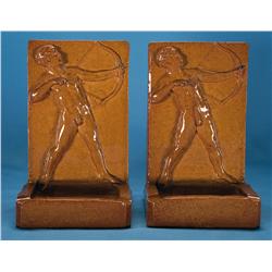 Fabulous Art Pottery Book Ends Marked Fillbert (Teco Pottery)