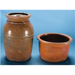 Galena Pottery Milk Pan and preserve Jar with Lid
