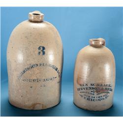 Two Salt Glaze Advertising Jugs Circa 1890s