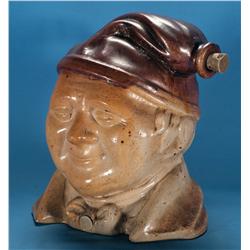 Unusual Large Stoneware Face Flask Possibly English Origin