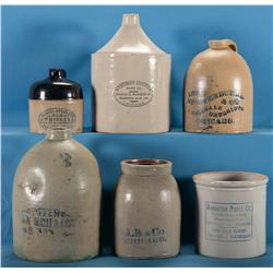 Six Chicago Advertising Stoneware Pieces