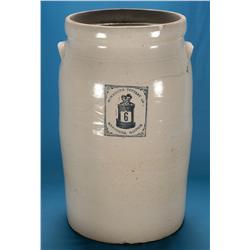 Scarce Monmouth Pottery Company's Two Men in a Tub Six Gallon Churn