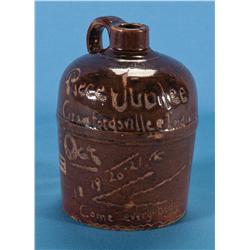 Folk Art Quart Jug Commemorating an Event in Crawfordsville, Indiana