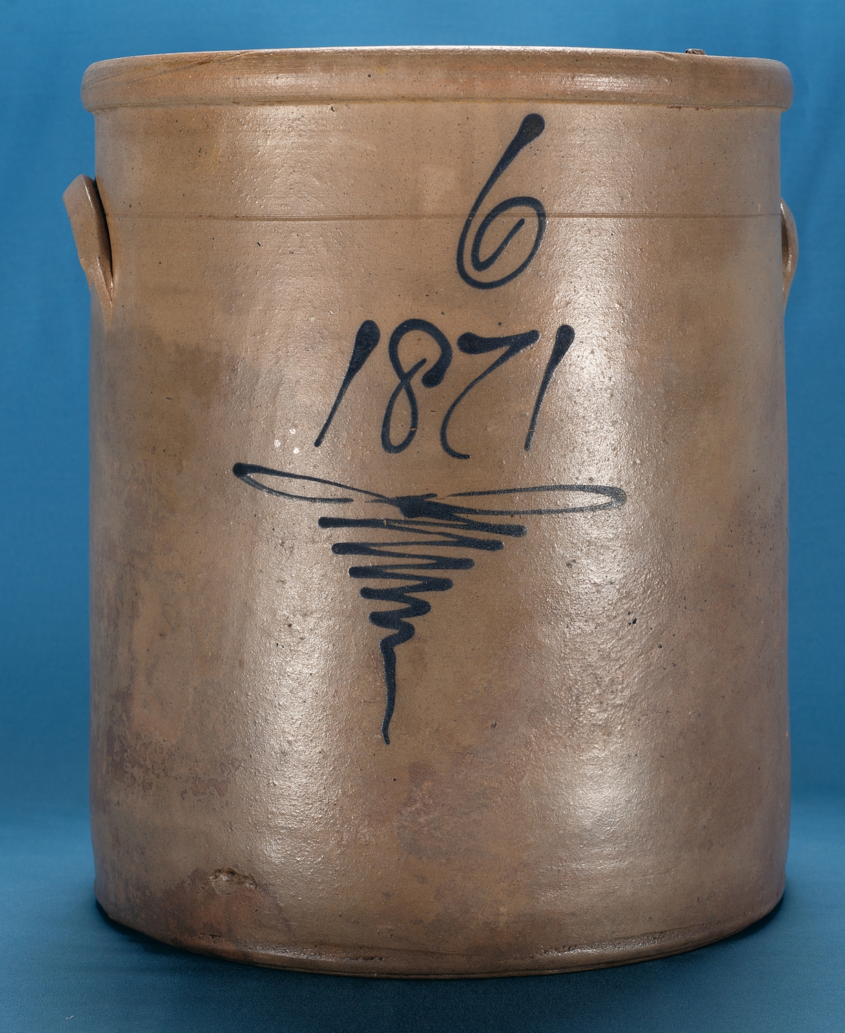 Midwestern Six Gallon Salt Glaze Crock Dated 1871