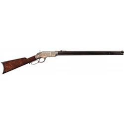 Magnificent Deluxe Factory Engraved, New Haven Arms Henry Lever Action Rifle with Silver Plated Fram