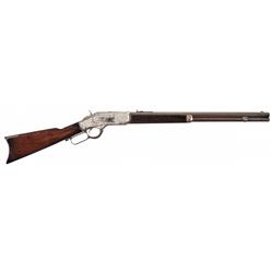 Rare Factory Documented Winchester Model 1873 Rifle with Special Order 22-Inch Barrel and "Nickel Tr