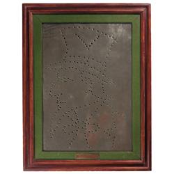 Winchester Tin Demonstration Target, in the Shape of Uncle Sam, Shot and Signed by Exhibition Shoote