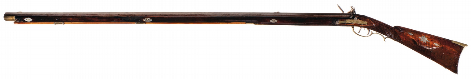 J.J. Henry Marked Kentucky Flintlock Rifle with Powder Horn