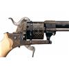Image 3 : Unique Gold Inlaid Presentation Pinfire Revolver with Ivory Grips and Fitted Presentation Pipe Case
