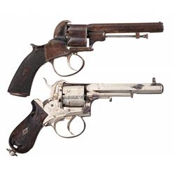 Collector's Lot of Two Pinfire Revolvers -A) British Proofed Pinfire Revolver
