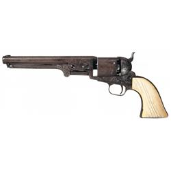 Early Production Factory Engraved Colt Model 1851 Navy Percussion Revolver with Ivory Grips