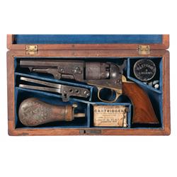 Cased Early Production Colt Model 1862 Pocket Navy Percussion Revolver with Accessories