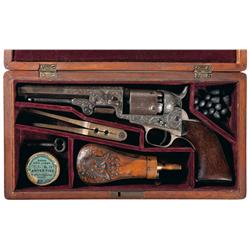 Cased Colt 1849 Gustave Young Style Factory Engraved Pocket Revolver