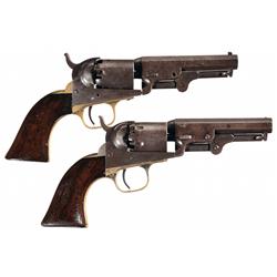Two Colt Model 1849 Percussion Pocket Revolvers -A) Colt Model 1849 Percussion Pocket Revolver