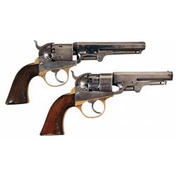 Two Cooper Double Action Percussion Revolvers -A) Cooper Pocket Model Philadelphia Double Action Rev