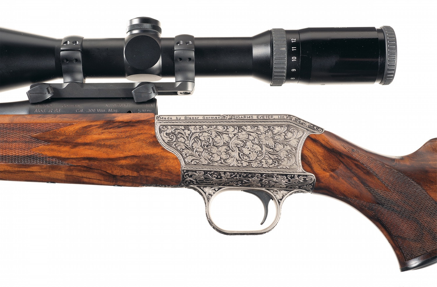 Cased Engraved Blaser Model R93 Bolt Action Rifle with a Schmidt and ...