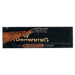 Engraved Gold Inlaid Browning Model 12 Grade V Slide Action Shotgun in 20 Gauge with Box