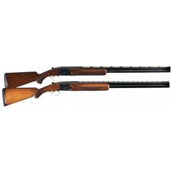 Pair of Belgium Browning Lightning Superposed Shotgun -A) Belgium Browning Broadway Trap Lightning S