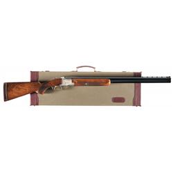 Cased Belgian Browning Pigeon Grade Superposed Trap Shotgun