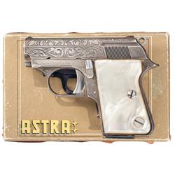 Factory Engraved Silver Plated Astra Cub 2002 Semi-Automatic Pistol with Box