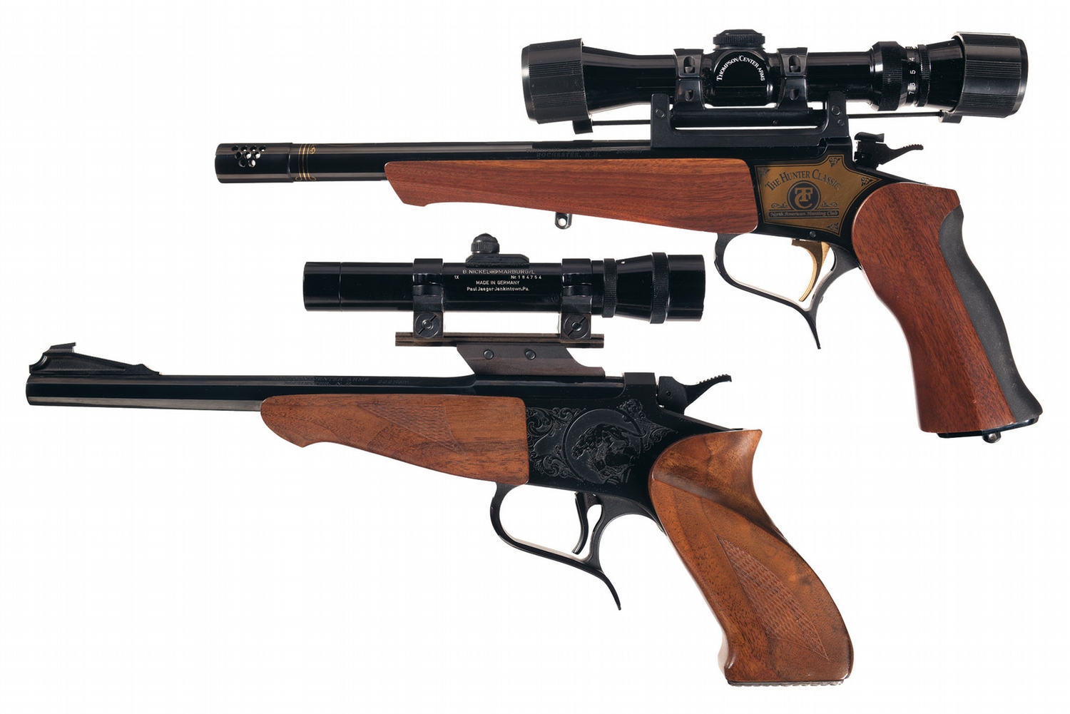 Two Thompson Center Arms Single Shot Pistols -A) Limited Edition Gold ...