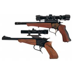 Two Thompson Center Arms Single Shot Pistols -A) Limited Edition Gold Etched Thompson Center Contend