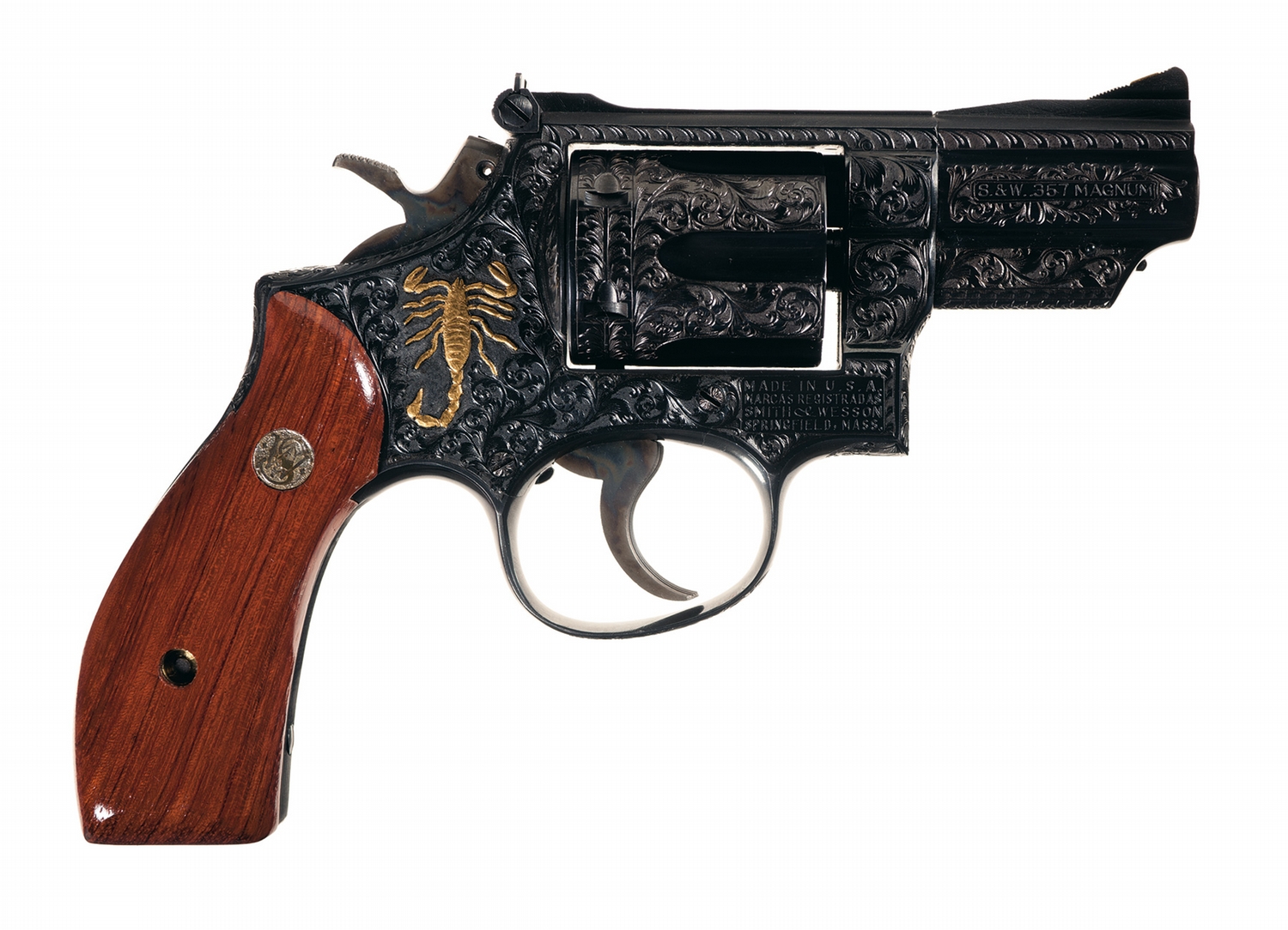 Unique Custom Engraved Gold Inlaid Smith & Wesson Model 19-3 Double ...