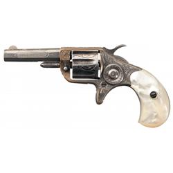 Fine Factory Engraved Colt New Line 22 Etched Panel Revolver with Pearl Grips.