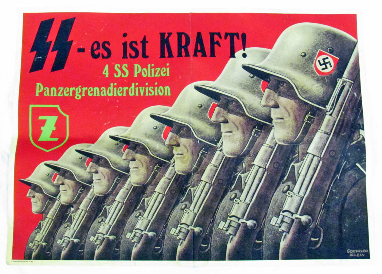 GERMAN NAZI POSTER PROMOTING 4TH SS POLICE PANZERGRENADIER DIVISION
