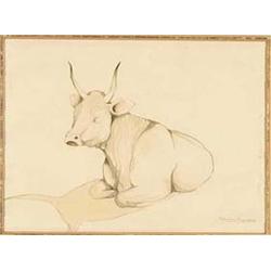 HAGEMANS, Germaine - [Vache au repos], s.d.