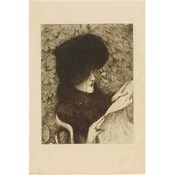 TISSOT, James - [Elégante lisant], 1883.  Poi