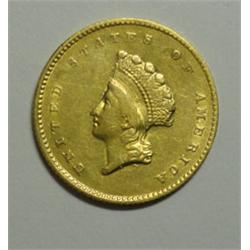 1855  T2  $1 GOLD  XF/AU