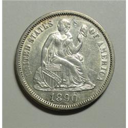 1890 Seated dime  Nice solid AU