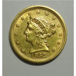 1852    $2 1/2  GOLD  XF/AU