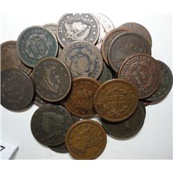 25 Large Pennys  mostly good or better some have moderate problems but all in