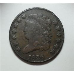 1826 Half cent  Nice color  F/VF