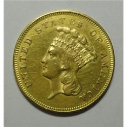 1855   $3  GOLD cleaned  AU