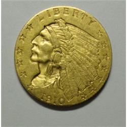1910 $2 1/2 Indian GOLD XF