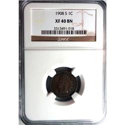 1908S Indian penny  NGC40
