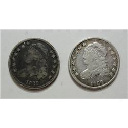 1830 and 31 Bust dimes F/VF