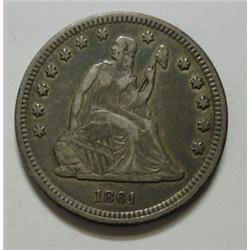 1861 Seated quarter  VF/XF  Full XF reverse