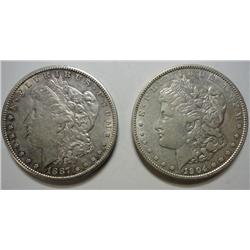 1887S and 1904 Morgan $ AU