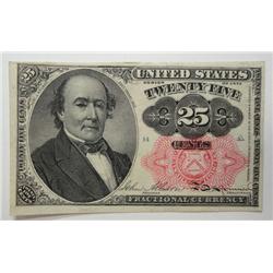 1874 25 cent fractional currency green back  Choice CU