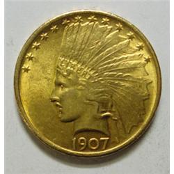 1907 $  $10 Indian GOLD  AU58