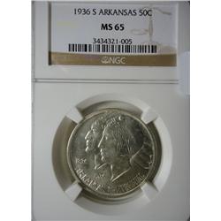 1936S  Arkansas Half $ NGC65